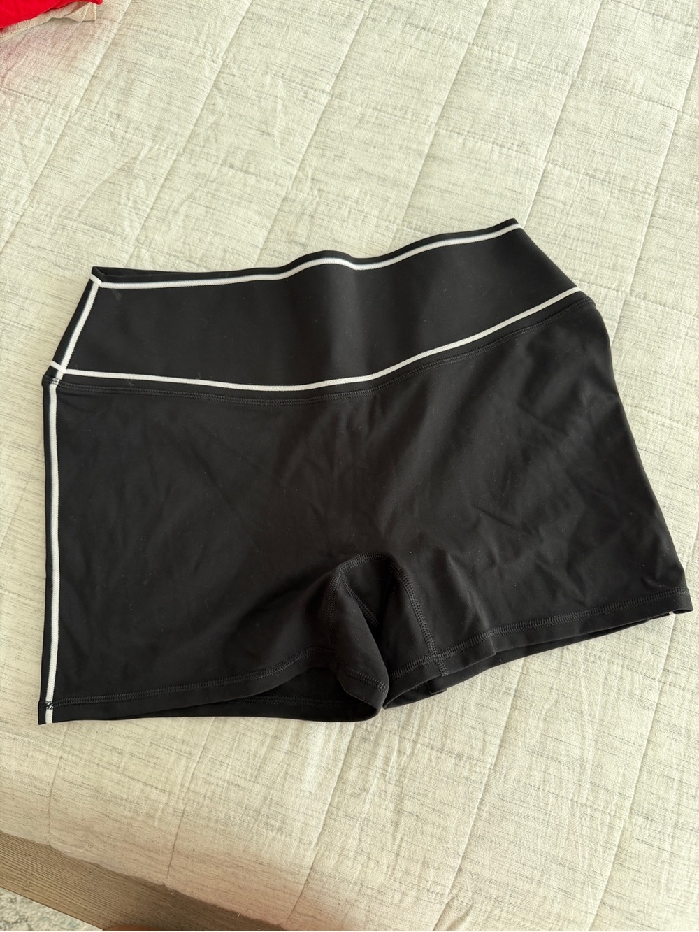Black Fabletics Women's Athletic Shorts with Contrast Piping